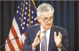  ?? AP-Yonhap ?? Federal Reserve Board Chair Jerome Powell speaks at a news conference following a two-day meeting of the Federal Open Market Committee in Washington, Wednesday.