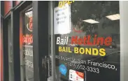 ?? Liz Hafalia / The Chronicle 2020 ?? Bail bond offices near the S.F. Hall of Justice. State Supreme Court ruled defendants can’t be locked up before trial because they can’t afford to pay bail.