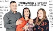  ??  ?? THRILL Benita & Mark with their baby & Becky in 2016