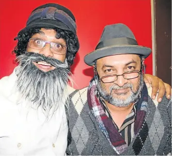  ??  ?? UNHAPPY NEWS: Lotus FM comics Vikash Mathura and Ray Maharaj — who play the characters Peru and Bala — will sign off from radio at the end of the year