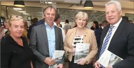  ??  ?? Nessa McCarton of the Local Enterprise Office, Eddie Phelan, Minister Heather Humphreys and Fergus O’Dowd TD at the Ireland 2040 event in The Mill Enterprise Centre.