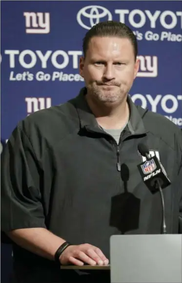  ?? THE ASSOCIATED PRESS ?? Giants head coach Ben McAdoo speaks at a news conference after Sunday’s 31-21 loss to the San Francisco 49ers in Santa Clara, Calif.