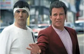  ?? — handout ?? shatner (right) and Leonard Nimoy in Star Trek IV: The Voyage Home.