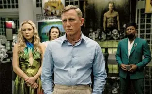  ?? JOHN WILSON NETFLIX ?? Kate Hudson (from left), Jessica Henwick, Daniel Craig and Leslie Odom Jr. in “Glass Onion,” which was the second “Knives Out” film from Johnson and Bergman.