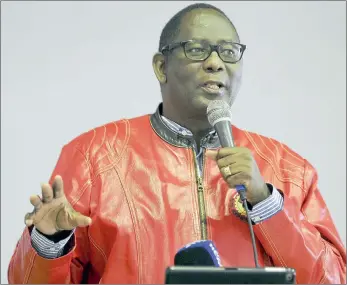  ?? PICTURE: LEON LESTRADE. ?? Axed Cosatu general secretary Zwelinzima Vavi adressing the crowd at a meeting earlier this year.