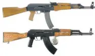  ?? Postmedia News ?? The Armi Jager AP80 .22 calibre semi-automatic rifle, top, is being confiscate­d by the RCMP because it looks similar to the infamous AK-47 assault rifle, below.