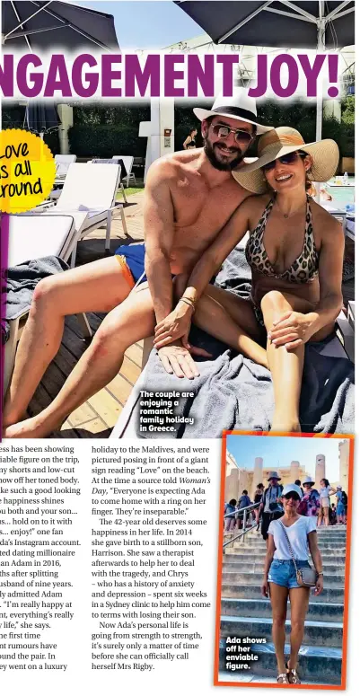  ??  ?? The couple are enjoying a romantic family holiday in Greece. Ada shows off her enviable figure.