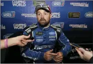  ?? NAM Y. HUH — THE ASSOCIATED PRESS FILE ?? In this file photo, Ricky Stenhouse Jr., talks to media during a practice for the NASCAR Sprint Cup Series auto race at Chicagolan­d Speedway in Joliet, Ill.