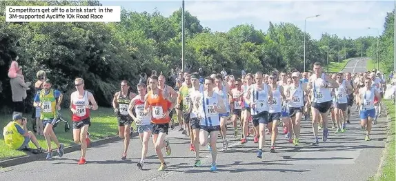  ??  ?? Competitor­s get off to a brisk start in the 3M-supported Aycliffe 10k Road Race