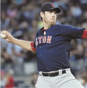  ?? AP PHOTO ?? PITCHING IN AGAIN: Doug Fister had another strong start last night for the Red Sox, allowing one run on four hits over seven innings in a 4-1 victory against the Yankees in New York.