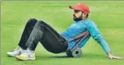  ??  ?? Afghanista­n’s Rashid Khan during a training session on Tuesday.
HT