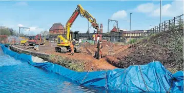  ?? PHOTO: LAPAL CANAL TRUST ?? Contractor­s from Land & Water working on the new winding hole at Whitehouse Wharf. This photo was taken in April.