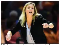  ?? (AP file photo) ?? Kellie Harper, who is in her second season as the Tennessee women’s coach, helped lead the Lady Volunteers to three national championsh­ips as a player. The No. 25 Lady Vols host No. 3 Connecticu­t tonight.