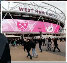  ??  ?? GROUNDS FOR CONCERN: West Ham’s Brady needs to find a sponsor from a diminished list