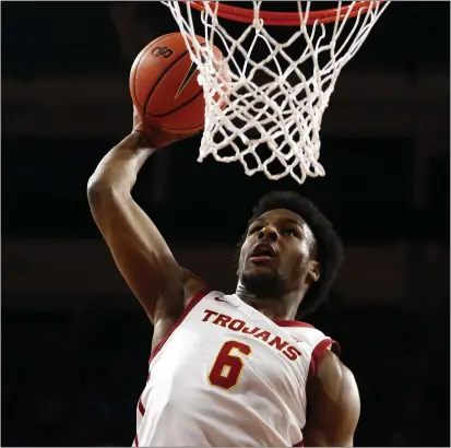  ?? KATELYN MULCAHY — GETTY IMAGES ?? Freshman Bronny James is playing for USC six months after suffering cardiac arrest during a practice session on the Trojans' court.
