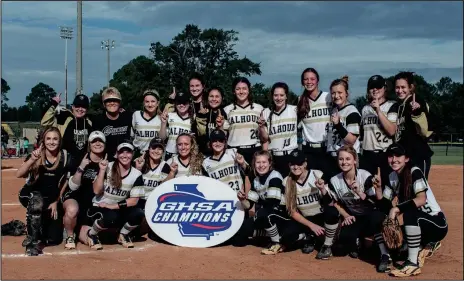  ?? TIM GODBEE / For the Times ?? The Calhoun Lady Jackets completed a long journey to a state title on Saturday with a 4-2 victory over Cook County in the Class AAA Elite Eight finals. The win completed a 4-0 run in Columbus to give Calhoun their fourth state title in the last five...