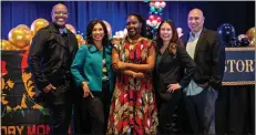  ?? FONTANA UNIFIED SCHOOL DISTRICT ?? Attending the Fontana Unified School District’s second annual Black History Month celebratio­n, held Feb. 3 are Roy Rogers, left, Miki R. Inbody,; April Clay,; Jennifer Quezada and Marcelino “Mars” Serna.