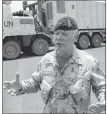  ?? CP PHOTO ?? Chief of the Defence Staff General Jonathan Vance arrives with the first Canadian troops at a UN base in Gao, Mali, in June.