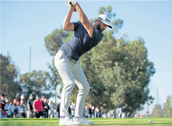  ?? Picture: AP. ?? Dustin Johnson, one of golf’s biggest hitters, at the Genesis Invitation­al in Los Angeles at the weekend.