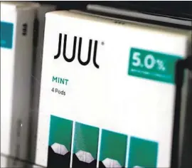  ?? Justin Sullivan Getty Images ?? GOVERNMENT research shows Juul is the top brand among high school students who use e-cigarettes, despite federal law banning sales to those younger than 18.