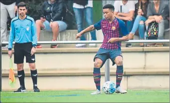  ?? FOTO: FCB ?? Alejandro Balde, en su debut el pasado fin de semana con el Juvenil A del FC Barcelona