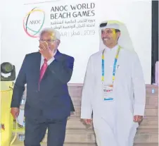  ?? Picture: ONOC ?? Fiji’s Dr Robin Mitchell on his way to delivering his speech at the inaugural World Beach Games in Doha, Qatar, last Friday.