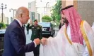  ?? Photograph: Bandar Algaloud/Reuters ?? Prince Mohammed fist bumps Joe Biden at Al Salman Palace, July 2022.