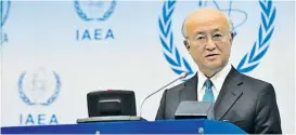  ??  ?? IAEA-Chef Yukiya Amano nannte Berichte über laxe Inspektion­sarrangeme­nts der Militäranl­age Parchin eine „falsche Darstellun­g“.