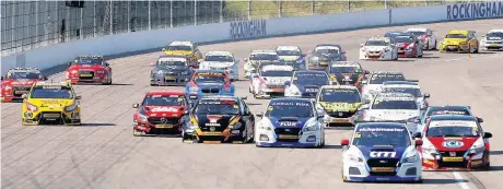  ?? Jakob Ebrey Photograph­y ?? Southport’s James Cole leads the field on his way to his first BTCC victory at Rockingham in Northants.