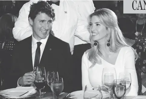  ?? SEAN KILPATRICK / THE CANADIAN PRESS FILES ?? Under the leadership of Prime Minister Justin Trudeau, Canadian embassies in the U.S. are spending more than $1 million per year to wine and dine the likes of Ivanka Trump and other influentia­l Americans, double what the Harper government was spending...