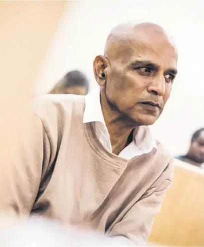  ?? Picture: AFP ?? DOCKED. Former Durban councillor Kessie Nair in the Verulam Family Court, north of Durban, yesterday. Nair has been arrested and charged with making racial insults after he abused President Cyril Ramaphosa in a video posted on social media, police said.