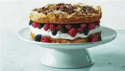  ??  ?? This layered berry blitz torte is surprising­ly quick to assemble.