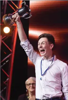  ??  ?? Joy unrestrain­ed on the face of Arón Mac Fhlancadh, An Ghaobhach, Co Sligo after winning the national sean-nós dancing competitio­n in his age group at the Oireachtas festival in the INEC, Killarney.