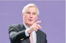  ?? — AFP ?? Michel Barnier gives a joint press about Article 50 Negotiatio­ns with the United Kingdom Council of the EU headquarte­rs in Brussels on Wednesday.