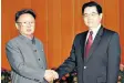  ??  ?? Kim Jong-il with Hu Jintao in 2006