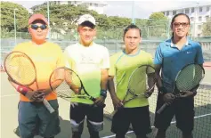  ??  ?? Players pose before the men’s doubles final. From left are Gilbert and Aiman.