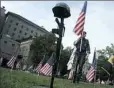  ?? Lake Fong/Post-Gazette ?? Dave Cook of Canonsburg bears the flag during the vigil last year.