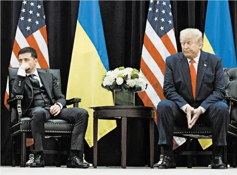 ?? EVAN VUCCI/AP ?? Ukrainian President Volodymyr Zelenskiy, who met President Trump in September, reportedly felt pressure from the Trump team to investigat­e former Vice President Joe Biden.
