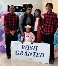  ?? (Contribute­d) ?? Local 4-year-old Chemistry Williams is headed to Disney World with family in tow thanks to the Make-A-Wish Foundation.