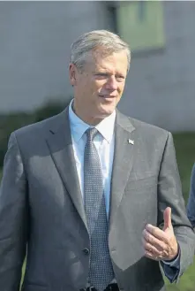  ?? NICOLAUS CZARNECKI / BOSTON HERALD ?? BALANCING ACT: Gov. Charlie Baker knows how to stay on the right side of the left.