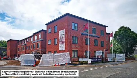  ??  ?? A special event is being laid on at Eliot Lodge in King Edward Street tomorrow as Churchill Retirement Living look to sell the last two remaining apartments