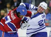  ?? TORONTO STAR FILE PHOTO ?? Colton Orr fights Canadiens Georges Laraque — for real — back in 2009. Both former players appear in “Goon: Last of the Enforcers.”