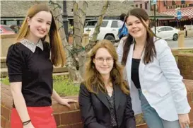  ?? BRIAN JEFFRIES/BALTIMORE SUN MEDIA ?? Olivia Hurd, from left, Alexandra Summerlin and Emerson Sprinkle, all high school students from Anne Arundel County, are three of the 250 students selected across the U.S. to receive a Congress-Bundestag Youth Exchange scholarshi­p. Exchange participan­ts will spend 10 months living in Germany with a host family.