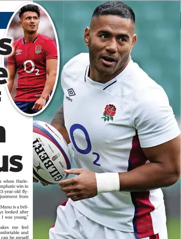  ?? ?? Manu Tuilagi is set to link up with Marcus Smith (inset) in England’s midfield