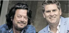  ??  ?? Tragically Hip rhythm guitarist Paul Langlois, left, and Up Cannabis CEO Jay Wilgar attended a gathering at the famed Bathouse studio last week.