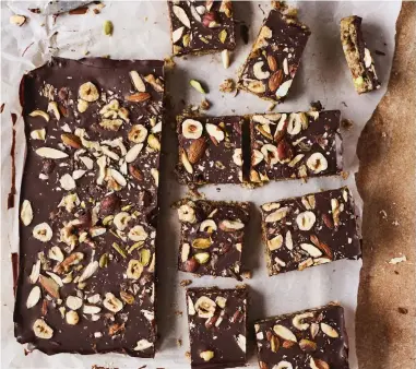  ?? ?? No-bake chewy nutty bars from Feel Good by Melissa Hemsley (Ebury Press, £22). PA Photo/Lizzie Mayson