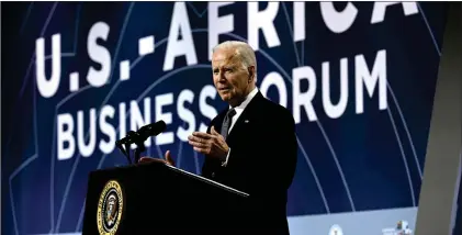  ?? Photo: Nampa/AFP ?? Different approach…US President Joe Biden speaks at the US-Africa Business Forum during the US-Africa Leaders Summit at the Walter E. Washington Convention Centre in Washington, DC on December 14, 2022.