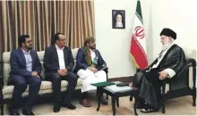  ?? AFP ?? Ibrahim Al Dailami, far left, at a meeting with Iranian supreme leader Ayatollah Ali Khamenei in Tehran