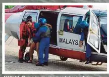  ??  ?? MANGSA dibawa ke stesen udara Subang sebelum ke Hospital Sungai Buloh bagi tindakan lanjut.