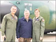  ?? Contribute­d photo ?? U.S. Air Force Lt. Col. Howard W. Dixon, center, poses with Commander Col. Byron Newell and Vice Commander Col. Deanna Franks at a recent Advanced Airlift Tactics Technical Center reunion.